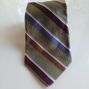 Robert Talbott Best Of Class 100% Silk Neck Tie Made In USA Green Striped